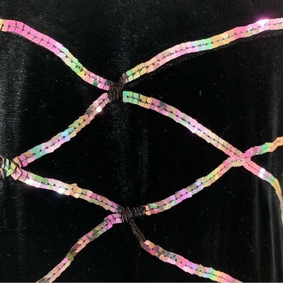 Vtg Jessica McClintock Gunne Sax Velour Long Gown Rainbow Sequin 90s Womens 11 - Picture 7 of 17